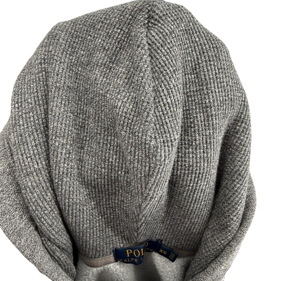 RARE Polo Ralph Lauren XS Full Zip HTR Gray Waffle Hoodie Pony Jacket Cotton Y2K - Picture 14 of 15